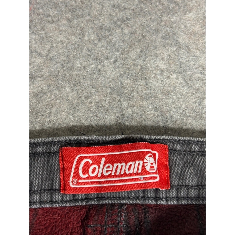 Coleman Mens 34x28 Flannel Lined Work Pants Charcoal‎ Gray Buffalo Plaid Canvas - Picture 5 of 11